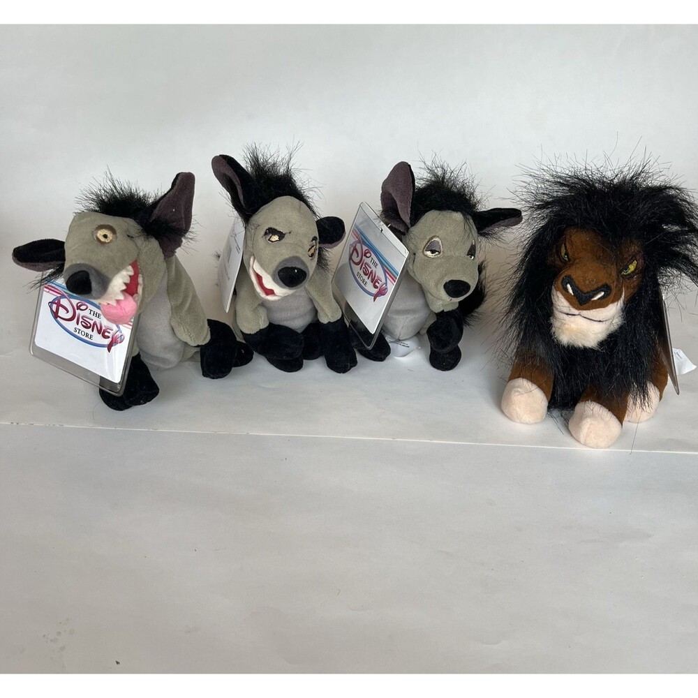 Disney Store Lion King Beanbag Plush Villains VTG Scar Ed Banzai Shenzi Hyenas